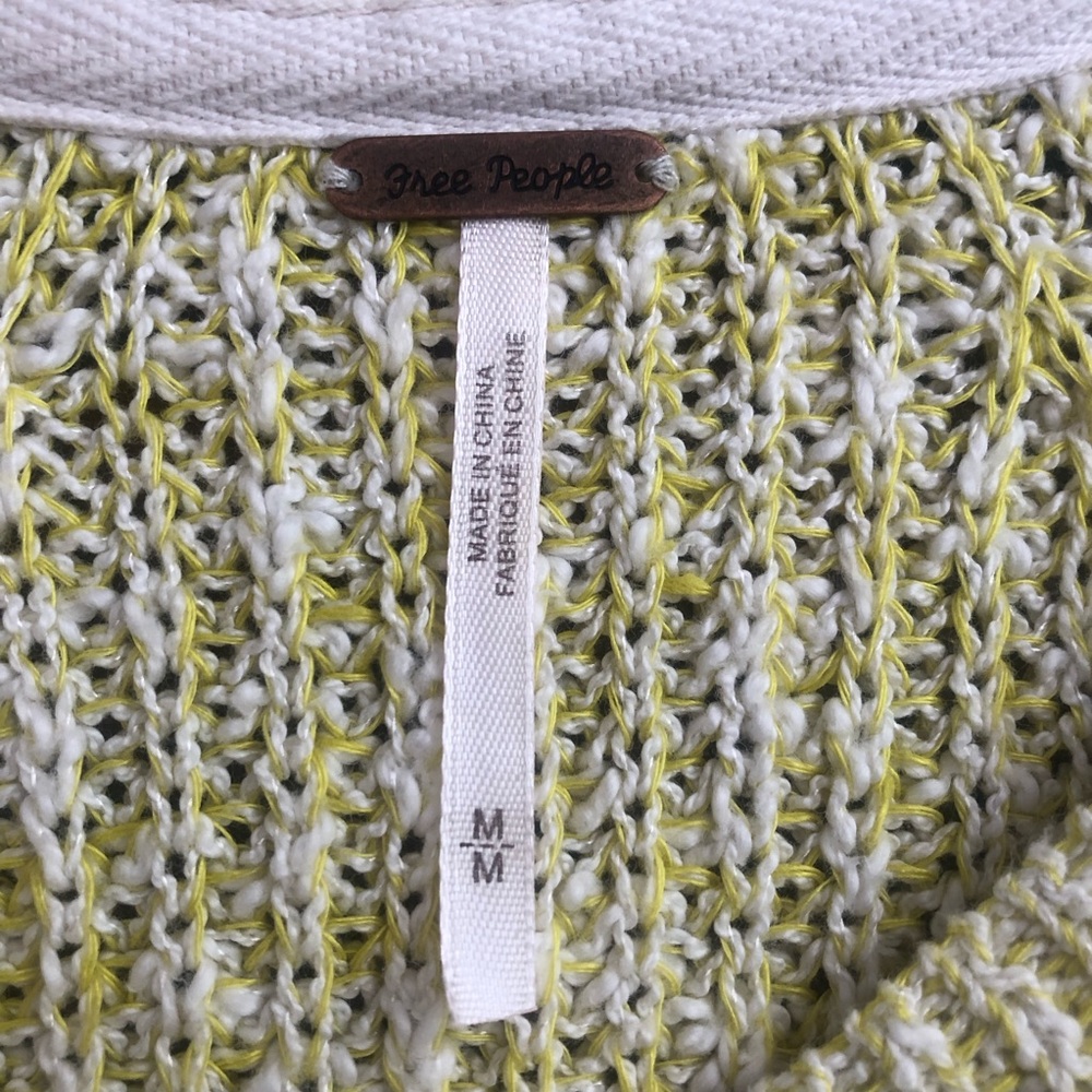 FREE PEOPLE Electric City Pullover Sweater Butter Yellow Linen Blend Knit Medium - Picture 6 of 9